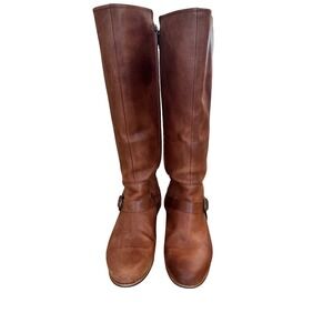 UGG Women's Brown Katelynn Leather Knee High Riding Boots Buckle Side Zip 10